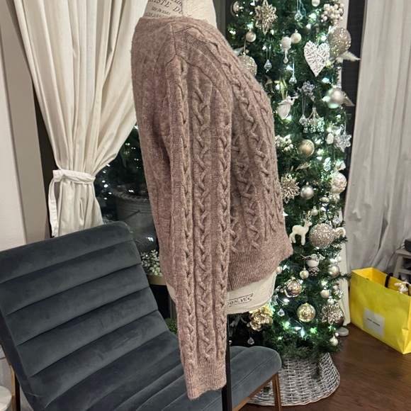 Kerisma Cable Knit Button-Up Sweater Light Brown Tan Eco-Yarn Series S/M - Picture 5 of 10